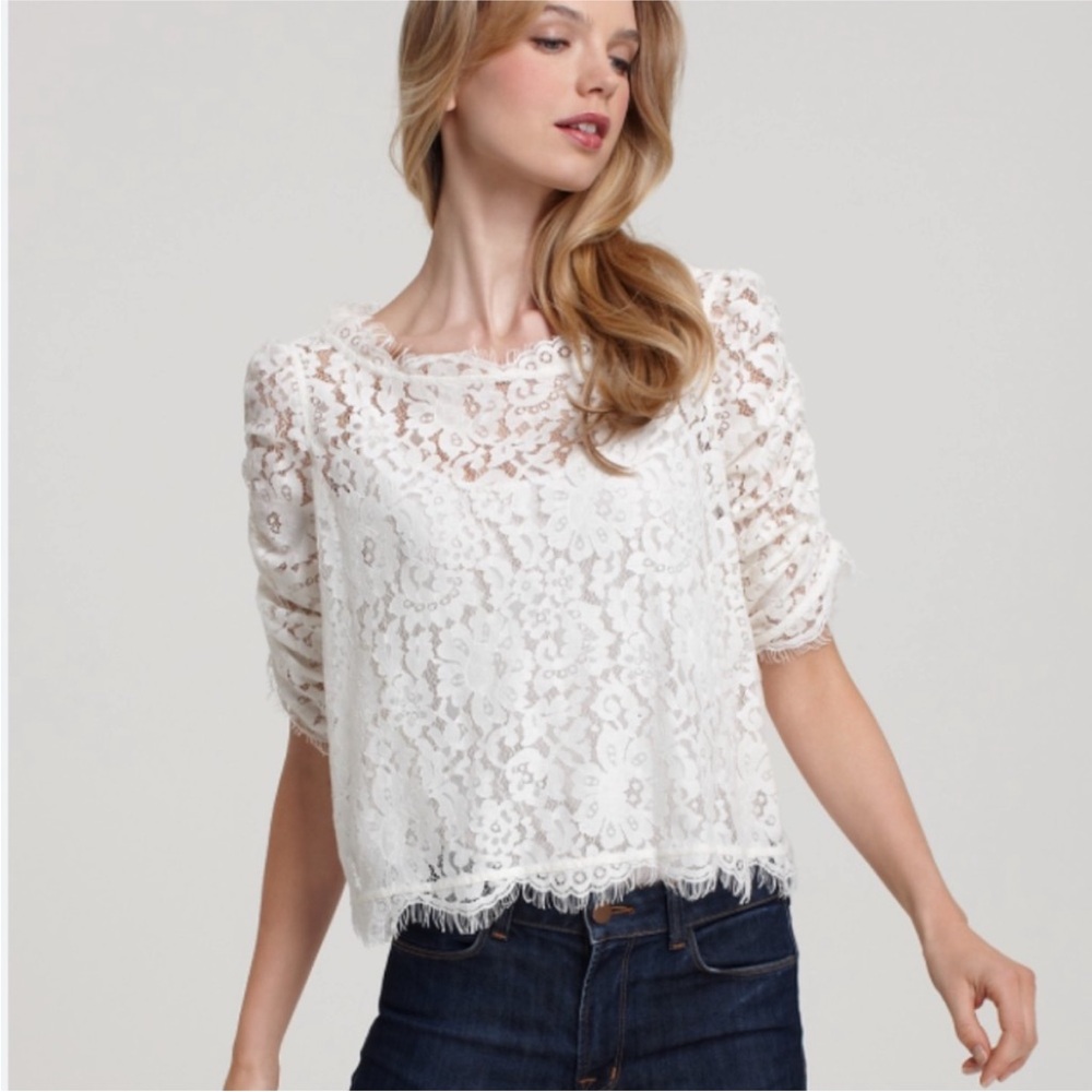 Joie White Lace Blouse